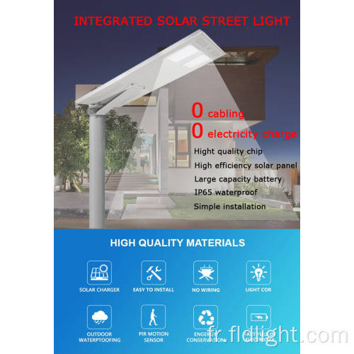 lampadaire de contrôle de pir de lumière solaire intégrée de puce